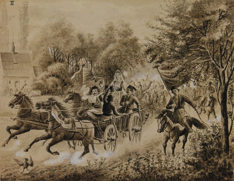 Vladislav Titelbah, 1893, Svadba u Srbiji, tuš na papiru, inv. br. 1952, Umjetnička galerija BiH.jpg