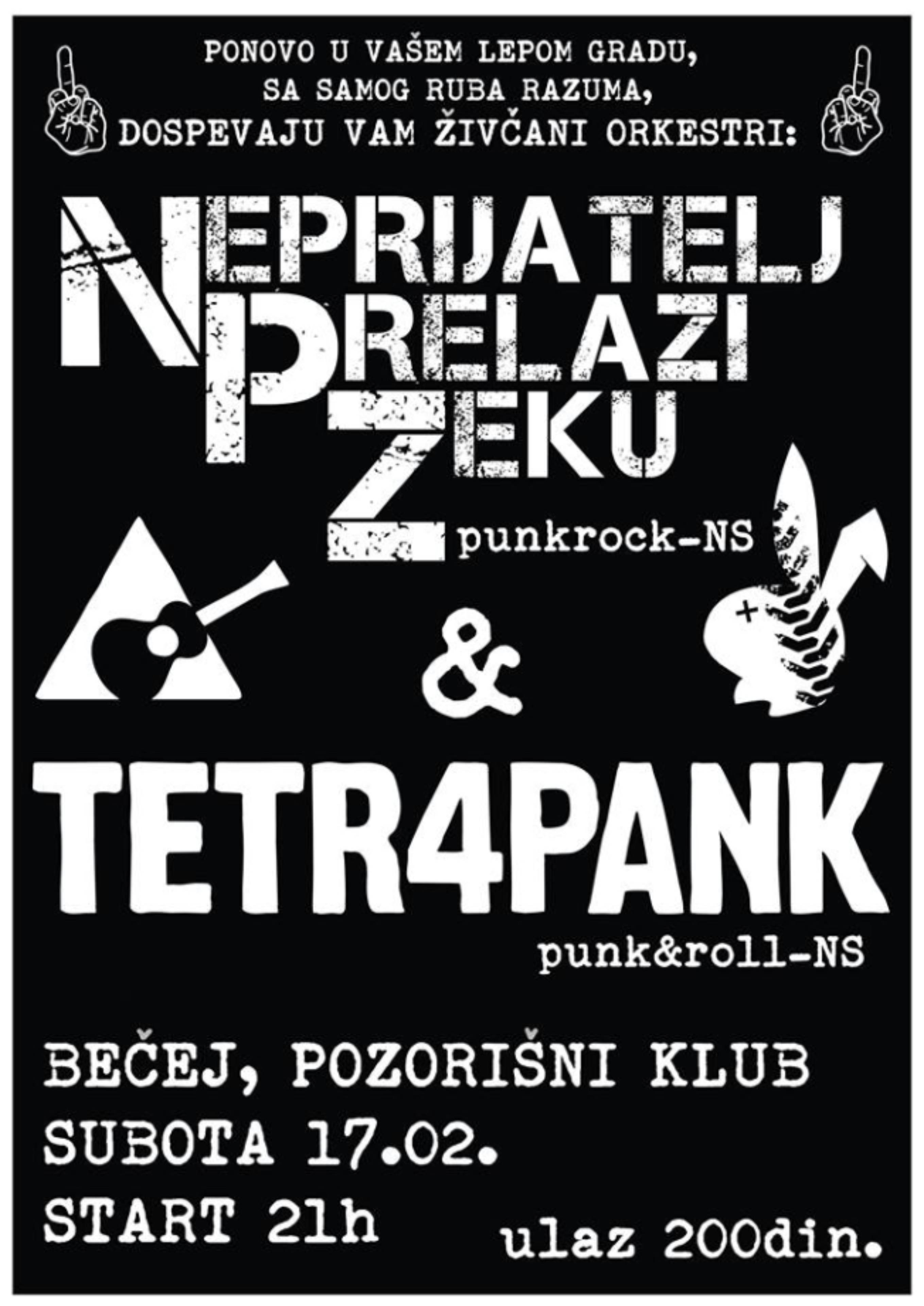 Концерт: Непријатељ прелази зеку + ТетраПанк 